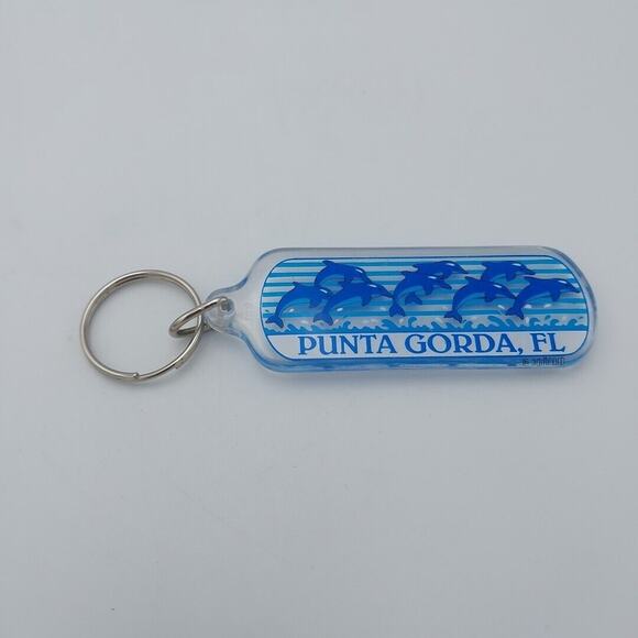 Souvenir Florida Keychain Keyring Punta Gorda Dolphins - Picture 1 of 1